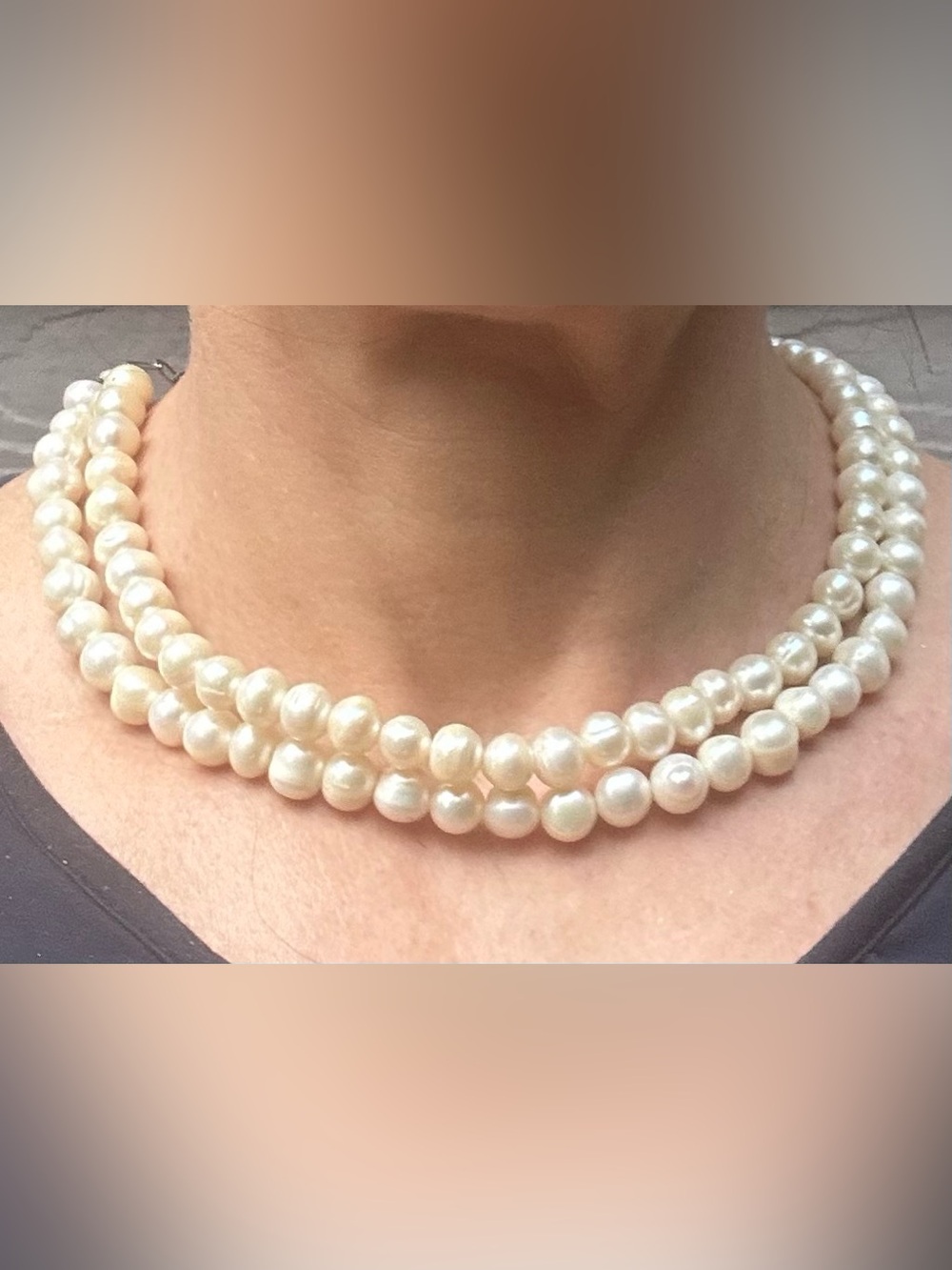 NWOT Classic Double-Strand White Freshwater Pearl Necklace